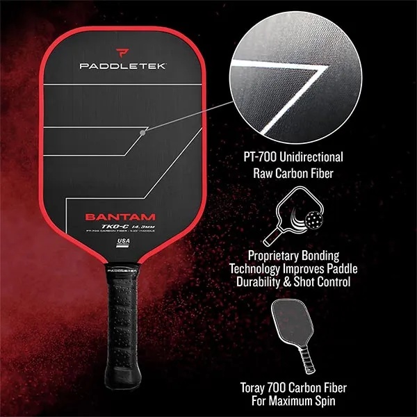 Vợt Pickleball Paddletek Bantam TKO-C 14.3mm Màu Đỏ
